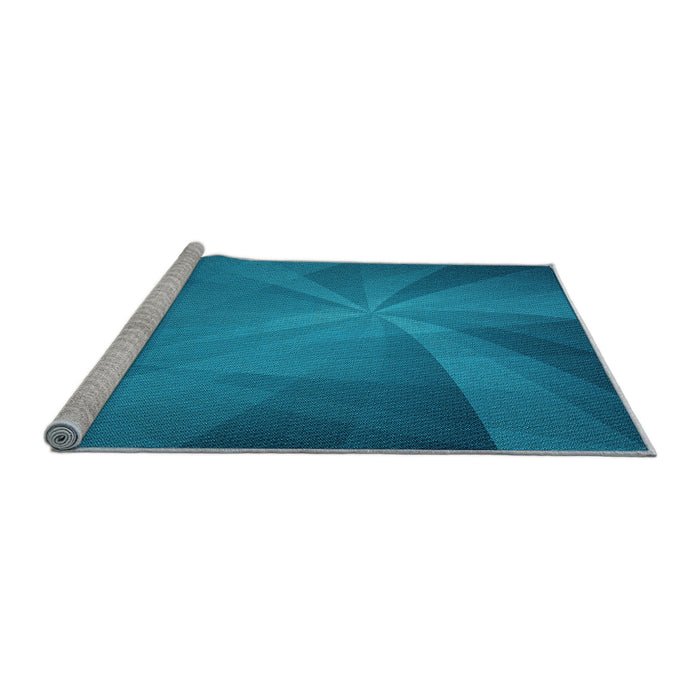Sideview of Machine Washable Transitional Blue Rug, wshpat419lblu