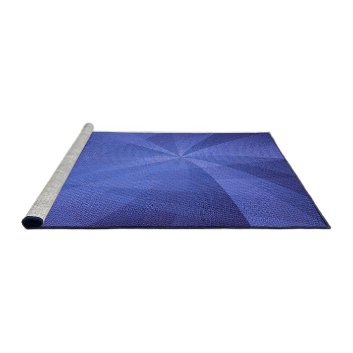 Sideview of Machine Washable Transitional Blue Rug, wshpat419pur