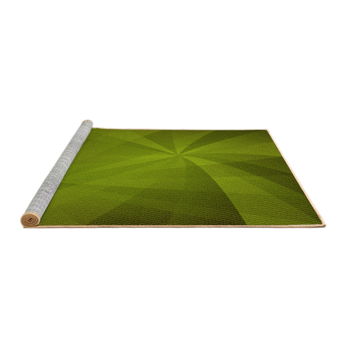 Sideview of Machine Washable Transitional Seaweed Green Rug, wshpat419yw