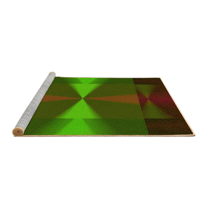 Sideview of Machine Washable Transitional Dark Lime Green Rug, wshpat42yw