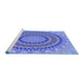 Sideview of Machine Washable Transitional Ocean Blue Rug, wshpat420blu