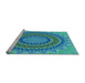 Sideview of Machine Washable Transitional Dark Turquoise Green Rug, wshpat420lblu