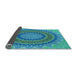 Thickness of Patterned Dark Turquoise Green Rug, pat420lblu