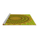 Sideview of Machine Washable Transitional Green Rug, wshpat420yw