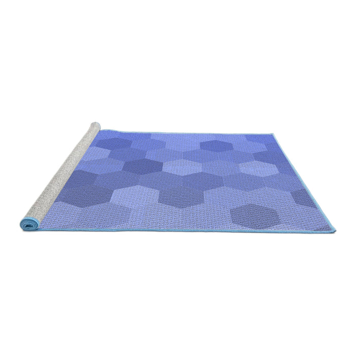 Sideview of Machine Washable Transitional Sky Blue Rug, wshpat422blu
