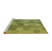 Sideview of Machine Washable Transitional Green Rug, wshpat422brn