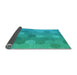 Thickness of Patterned Aqua Cyan Blue Rug, pat422lblu