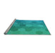 Sideview of Machine Washable Transitional Aqua Cyan Blue Rug, wshpat422lblu