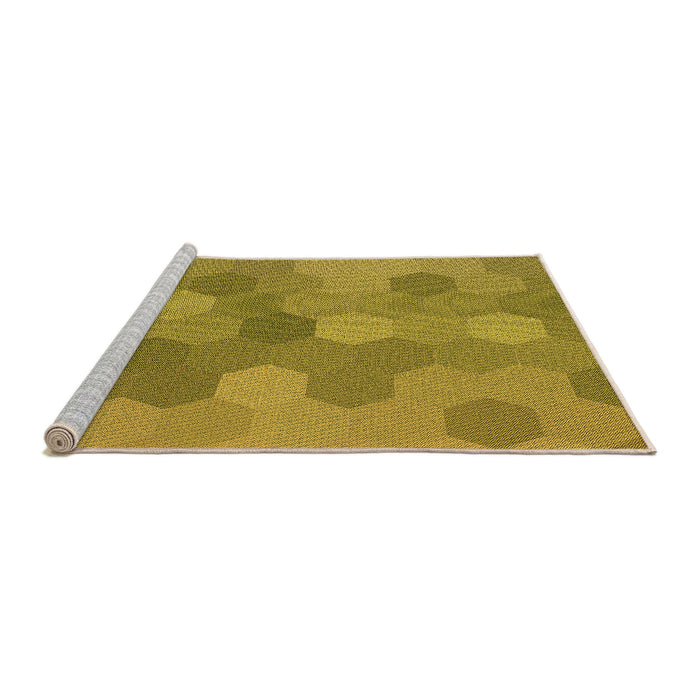 Sideview of Machine Washable Transitional Yellow Rug, wshpat422org