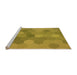 Sideview of Machine Washable Transitional Yellow Rug, wshpat422org