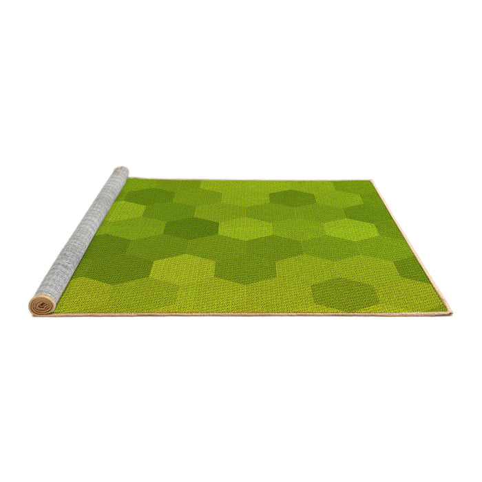 Sideview of Machine Washable Transitional Green Rug, wshpat422yw