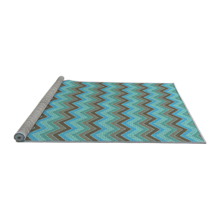 Sideview of Machine Washable Transitional Diamond Blue Rug, wshpat426lblu