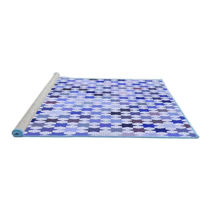 Sideview of Machine Washable Transitional Royal Blue Rug, wshpat428blu