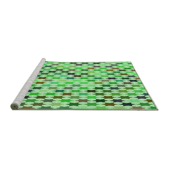 Sideview of Machine Washable Transitional Green Rug, wshpat428grn