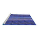 Sideview of Machine Washable Transitional Sapphire Blue Rug, wshpat429blu