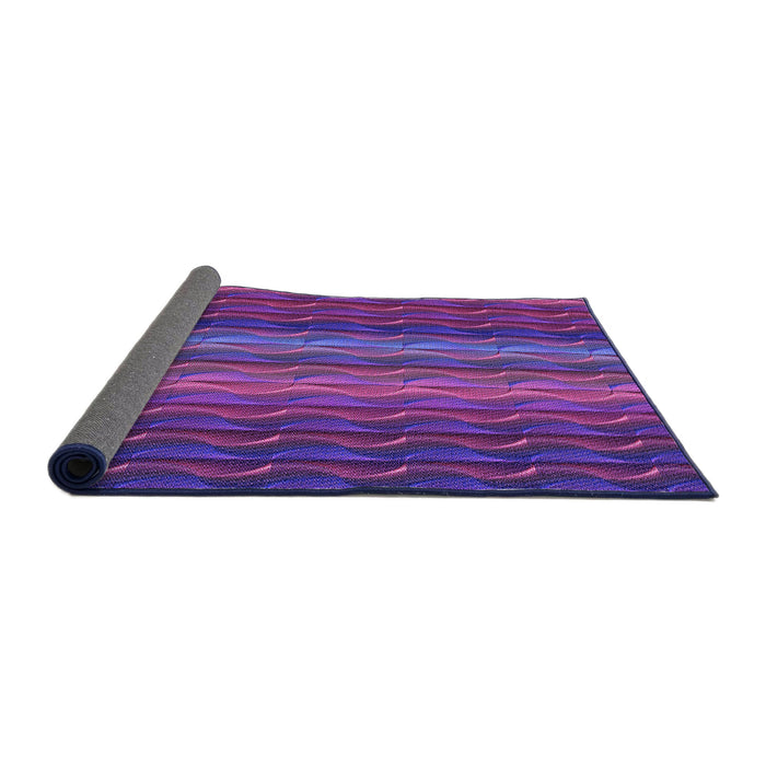 Thickness of Patterned Dark Magenta Purple Rug, pat429pur
