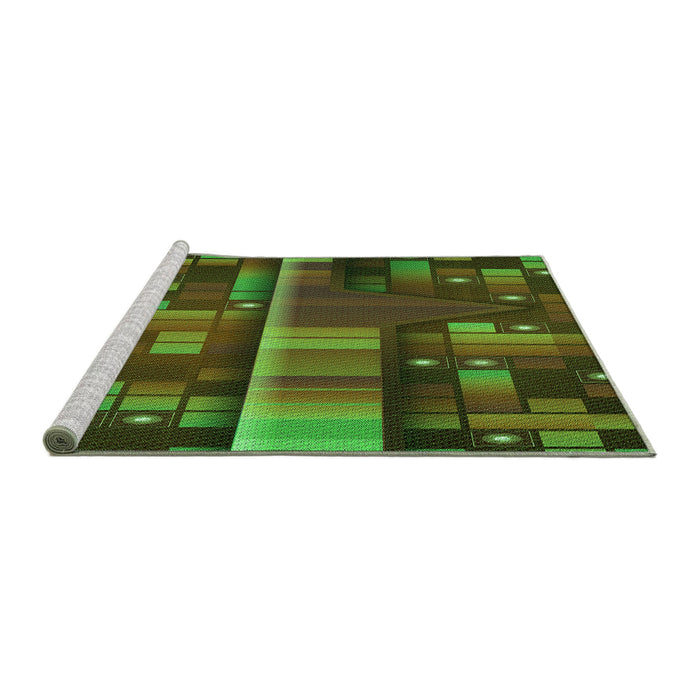 Machine Washable Transitional Chocolate Brown Rug in a Bedroom, wshpat43grn