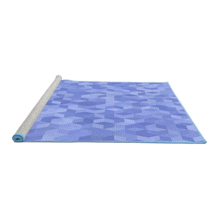 Sideview of Machine Washable Transitional Blue Rug, wshpat431blu