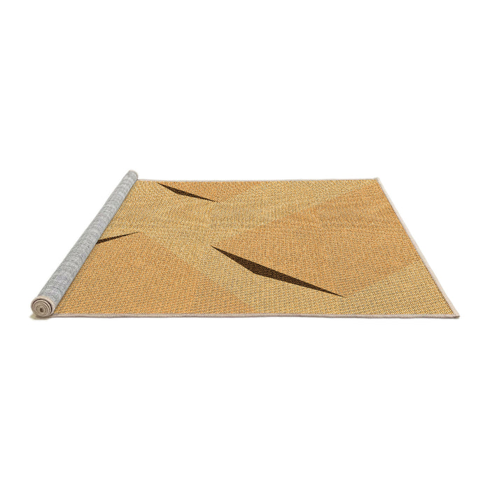 Sideview of Machine Washable Transitional Chrome Gold Yellow Rug, wshpat434org