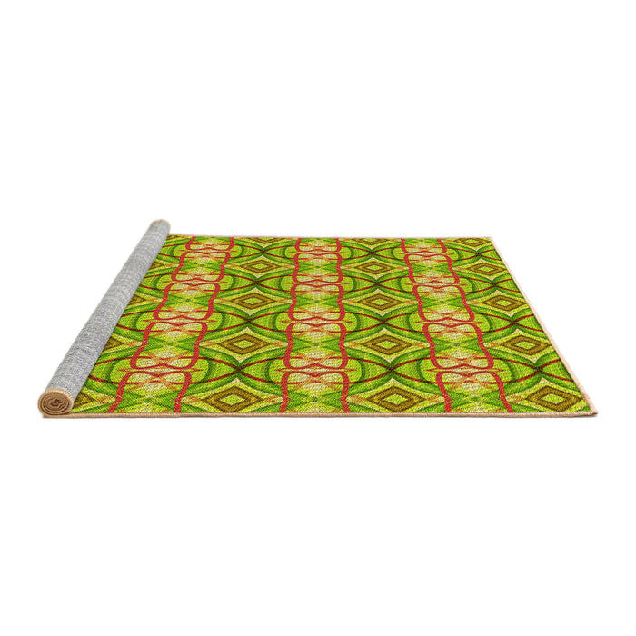Sideview of Machine Washable Transitional Green Rug, wshpat436yw