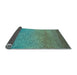 Thickness of Patterned Turquoise Green Rug, pat438lblu
