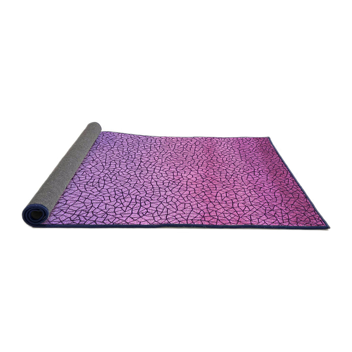 Thickness of Patterned Dark Magenta Purple Rug, pat438pur