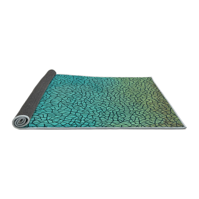 Thickness of Patterned Bright Turquoise Blue Rug, pat439lblu