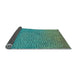 Thickness of Patterned Bright Turquoise Blue Rug, pat439lblu