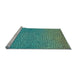 Sideview of Machine Washable Transitional Bright Turquoise Blue Rug, wshpat439lblu