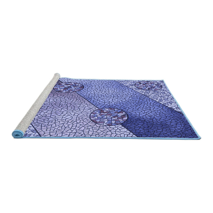 Sideview of Machine Washable Transitional Denim Blue Rug, wshpat440blu