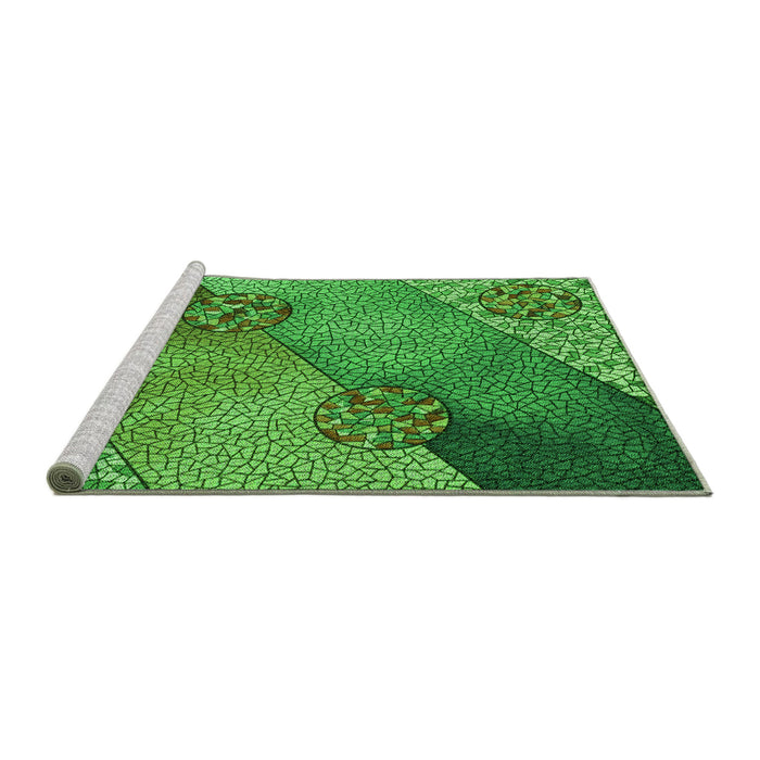 Sideview of Machine Washable Transitional Deep Emerald Green Rug, wshpat440grn