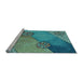 Sideview of Machine Washable Transitional Turquoise Green Rug, wshpat440lblu