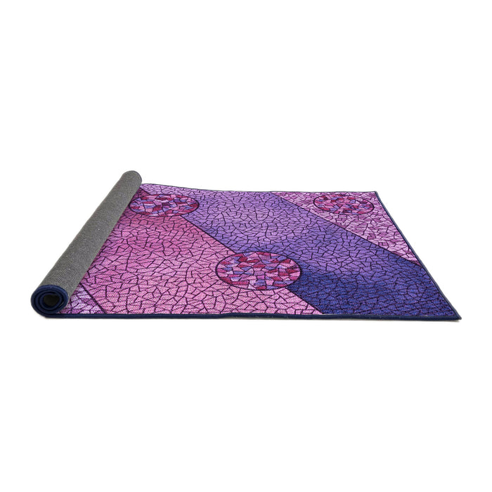 Thickness of Patterned Dark Magenta Purple Rug, pat440pur