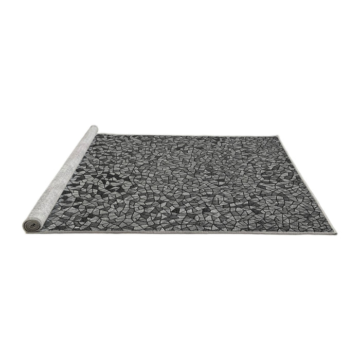 Sideview of Machine Washable Transitional Dark Gray Black Rug, wshpat441gry