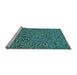 Sideview of Machine Washable Transitional Turquoise Green Rug, wshpat441lblu