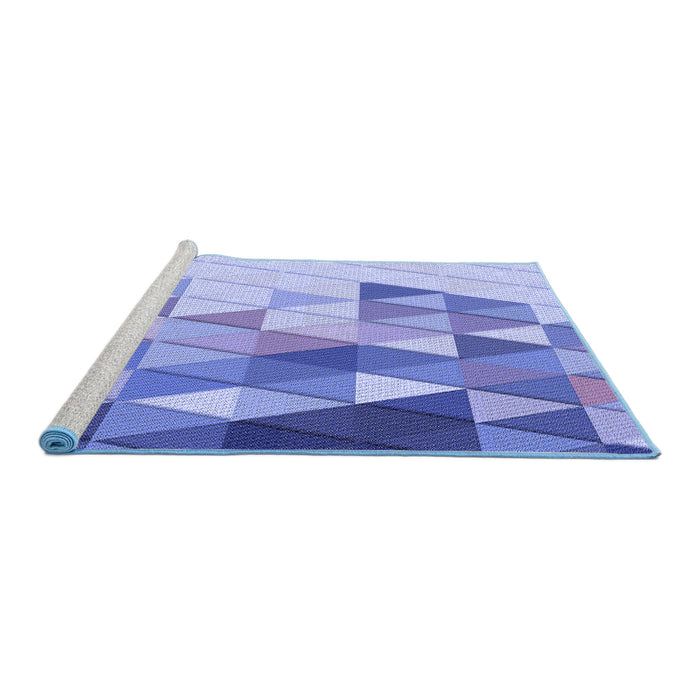 Sideview of Machine Washable Transitional Royal Blue Rug, wshpat442blu
