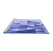 Sideview of Machine Washable Transitional Royal Blue Rug, wshpat442blu