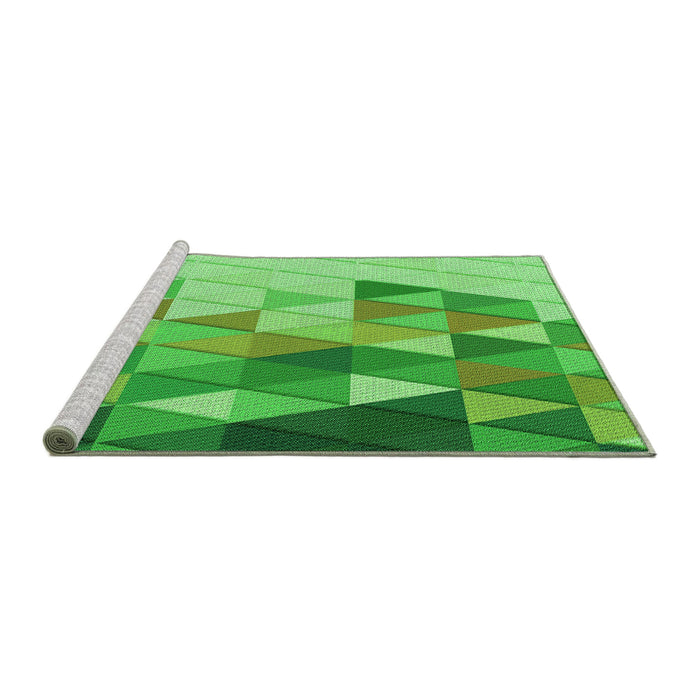 Sideview of Machine Washable Transitional Emerald Green Rug, wshpat442grn