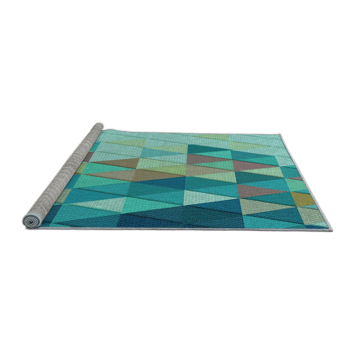 Sideview of Machine Washable Transitional Deep-Sea Green Rug, wshpat442lblu
