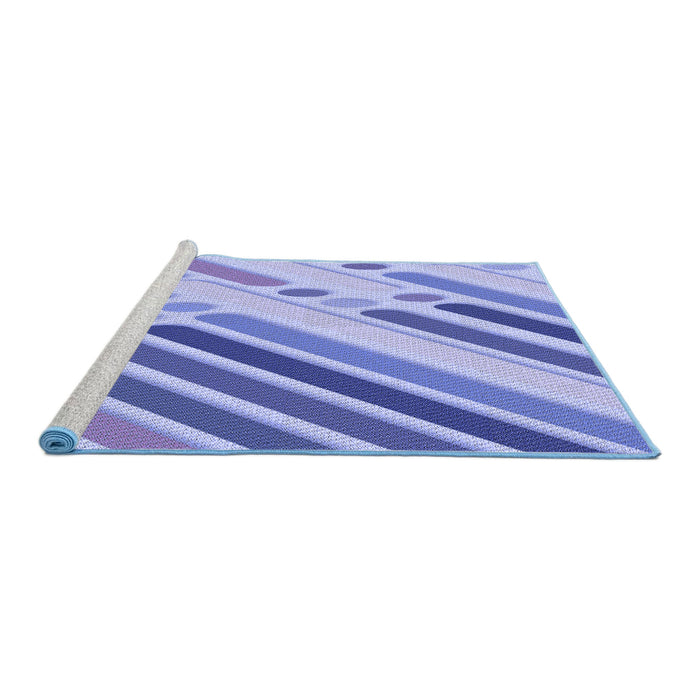 Sideview of Machine Washable Transitional Blue Rug, wshpat443blu