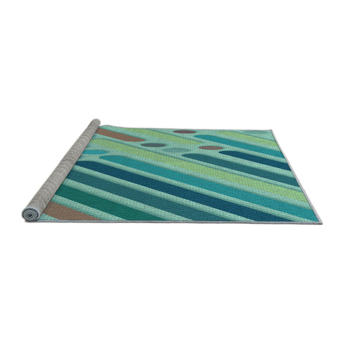 Sideview of Machine Washable Transitional Deep-Sea Green Rug, wshpat443lblu