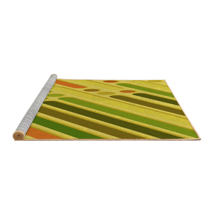 Sideview of Machine Washable Transitional Yellow Rug, wshpat443yw
