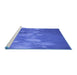 Sideview of Machine Washable Transitional Blue Rug, wshpat444blu