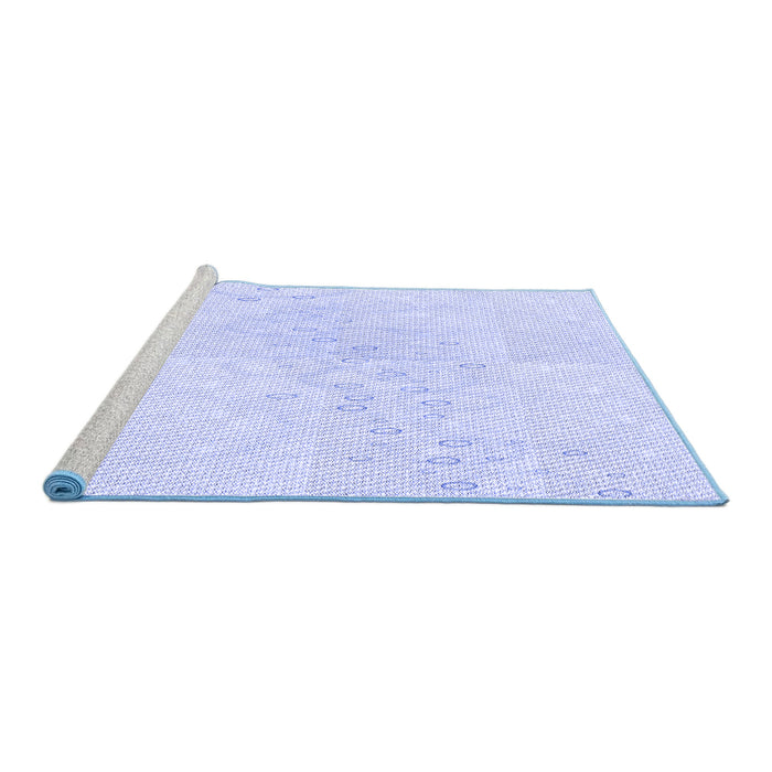 Sideview of Machine Washable Transitional Lavender Blue Rug, wshpat445blu