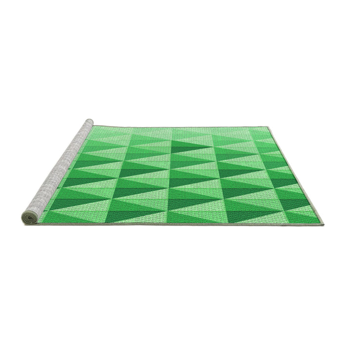 Sideview of Machine Washable Transitional Green Rug, wshpat446grn