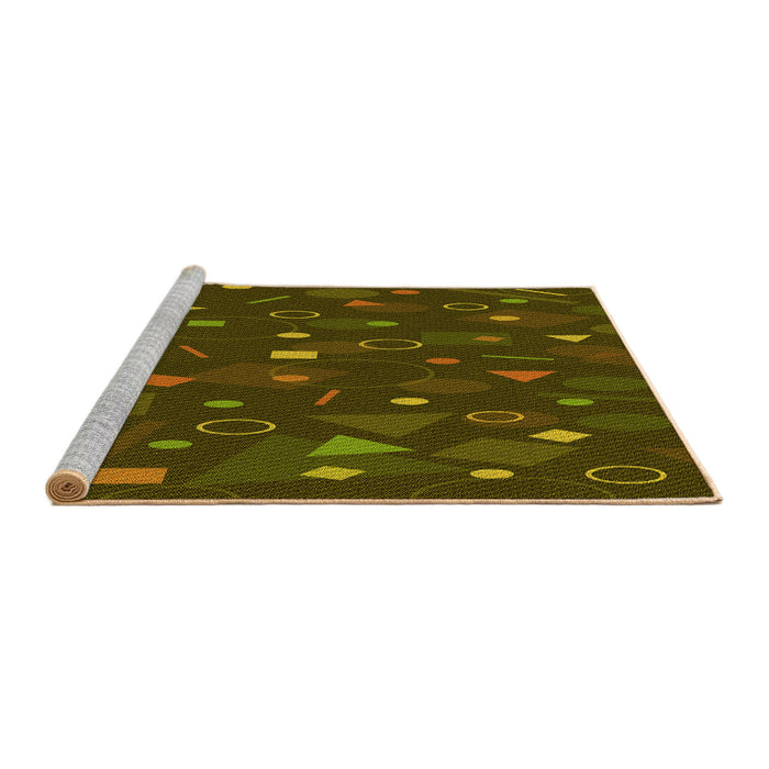 Square Machine Washable Transitional Dark Yellow Green Rug, wshpat447yw
