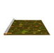 Square Machine Washable Transitional Dark Yellow Green Rug, wshpat447yw