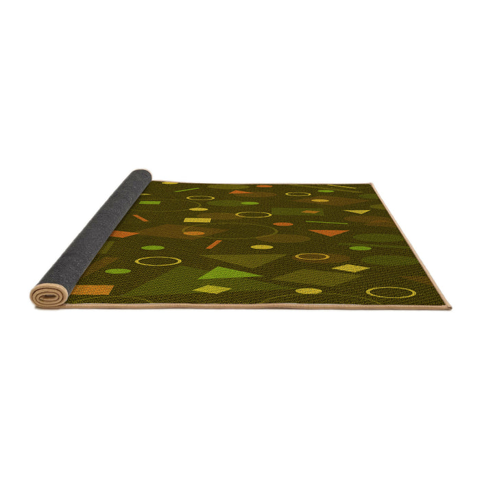 Sideview of Patterned Dark Yellow Green Rug, pat447yw