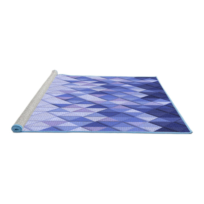 Sideview of Machine Washable Transitional Blue Rug, wshpat448blu