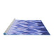 Sideview of Machine Washable Transitional Blue Rug, wshpat448blu